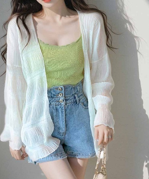 shoppinggo(ショッピングゴー)の「シアーカーディガン 透け感 UV対策(カーディガン/ボレロ・レディース・ホワイト/ブラック・FREE)」の18枚目の写真