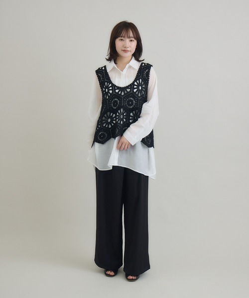 RU.TI.LE(ルチル)の「【RU.TI.LE】クロシェ編みタンク(タンクトップ・レディース・ブラック/アイボリー・MEDIUM)」の6枚目の写真