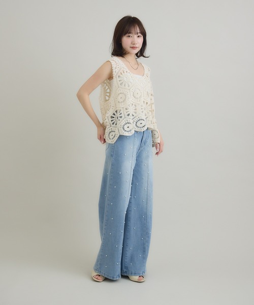 RU.TI.LE(ルチル)の「【RU.TI.LE】クロシェ編みタンク(タンクトップ・レディース・ブラック/アイボリー・MEDIUM)」の15枚目の写真