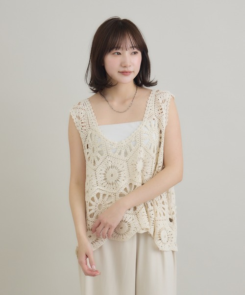 RU.TI.LE(ルチル)の「【RU.TI.LE】クロシェ編みタンク(タンクトップ・レディース・ブラック/アイボリー・MEDIUM)」の19枚目の写真