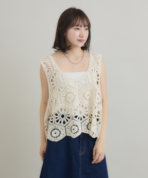 RU.TI.LE(ルチル)の「【RU.TI.LE】クロシェ編みタンク(タンクトップ・レディース・ブラック/アイボリー・MEDIUM)」の20枚目の写真