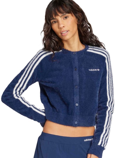 adidas（アディダス）の「adidas FLUFFY KNITTED CARDIGAN / アディダス フラフィー ニット カーディガン（カーディガン/ボレロ・レディース・インディゴブルー・S/M/L）」の3枚目の写真