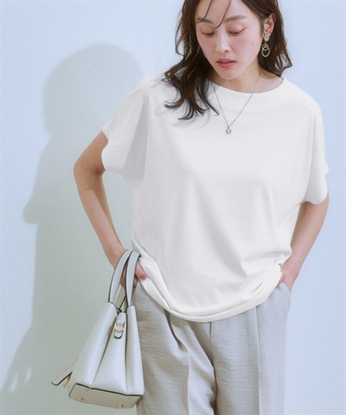 7days Life Styling（セブンデイズライフスタイリング）の「【接触冷感】シルケット加工ドルマンスリーブトップス（Tシャツ/カットソー・レディース・ミント/ネイビー/ブラウン/オフホワイト/ブルーグレー/チャコール・S/M/L/LL/3L）」の2枚目の写真