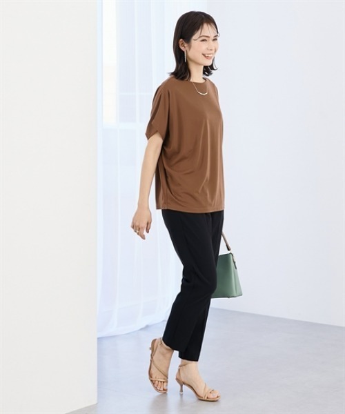 7days Life Styling（セブンデイズライフスタイリング）の「【接触冷感】シルケット加工ドルマンスリーブトップス（Tシャツ/カットソー・レディース・ミント/ネイビー/ブラウン/オフホワイト/ブルーグレー/チャコール・S/M/L/LL/3L）」の14枚目の写真