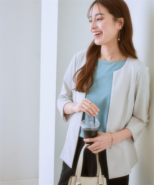 7days Life Styling（セブンデイズライフスタイリング）の「【接触冷感】シルケット加工ドルマンスリーブトップス（Tシャツ/カットソー・レディース・ミント/ネイビー/ブラウン/オフホワイト/ブルーグレー/チャコール・S/M/L/LL/3L）」の17枚目の写真