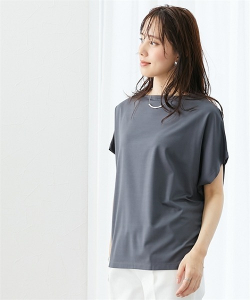 7days Life Styling（セブンデイズライフスタイリング）の「【接触冷感】シルケット加工ドルマンスリーブトップス（Tシャツ/カットソー・レディース・ミント/ネイビー/ブラウン/オフホワイト/ブルーグレー/チャコール・S/M/L/LL/3L）」の20枚目の写真