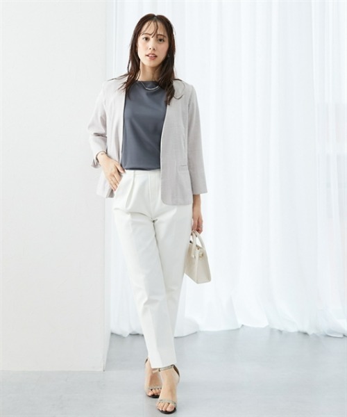 7days Life Styling（セブンデイズライフスタイリング）の「【接触冷感】シルケット加工ドルマンスリーブトップス（Tシャツ/カットソー・レディース・ミント/ネイビー/ブラウン/オフホワイト/ブルーグレー/チャコール・S/M/L/LL/3L）」の22枚目の写真
