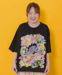 ScoLar/スカラー　花モチーフ柄 接触冷感TEE