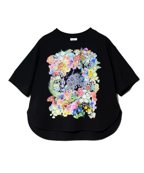 ScoLar（スカラー）の「ScoLar/スカラー　花モチーフ柄 接触冷感TEE（Tシャツ/カットソー・レディース・ホワイト/ブラック・FREE）」の9枚目の写真