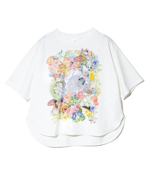 ScoLar（スカラー）の「ScoLar/スカラー　花モチーフ柄 接触冷感TEE（Tシャツ/カットソー・レディース・ホワイト/ブラック・FREE）」の12枚目の写真