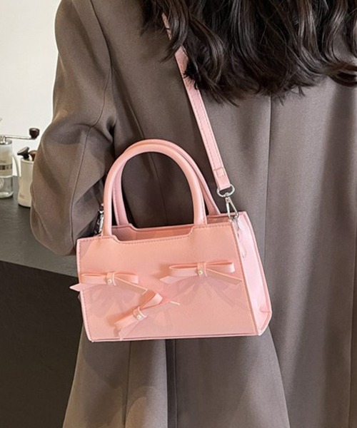 フェイクレザーショルダーバッグ リボンフォーマル 韓国系 g3033 セール】Fake Leather Ribbon Mini Bag / フェイクレザーリボン