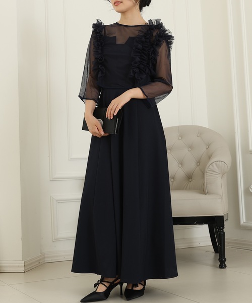 Lace Ladies(レースレディース)の「【2点セット】オーガンジー フリル レイヤード ロング ドレス(ドレス・レディース・ライトグレー/ネイビー/グレー/ブラック・FREE/S)」の19枚目の写真