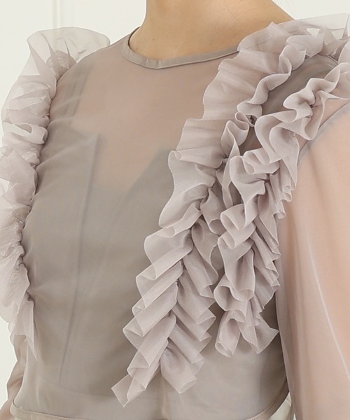 Lace Ladies(レースレディース)の「【2点セット】オーガンジー フリル レイヤード ロング ドレス(ドレス・レディース・ライトグレー/ネイビー/グレー/ブラック・FREE/S)」の8枚目の写真