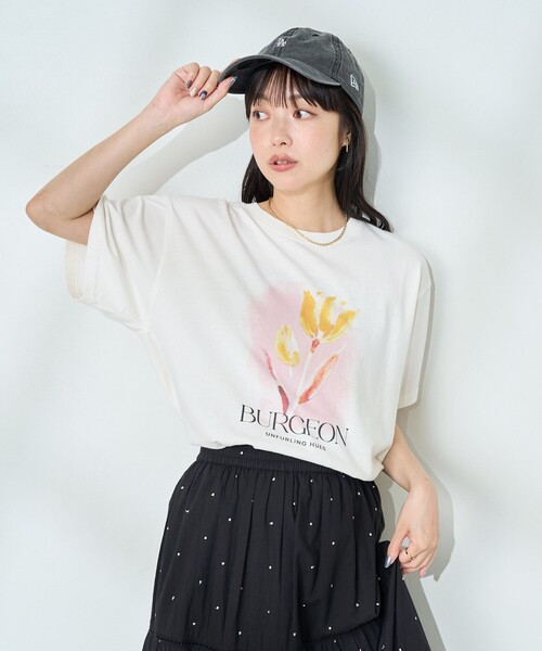 セール】flower painting Tシャツ/フラワープリントTシャツ（T