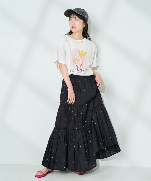 FREAK'S STORE(フリークスストア)の「flower painting Tシャツ/フラワープリントTシャツ(Tシャツ/カットソー・レディース・ブルー/ピンク・フリ-)」の13枚目の写真