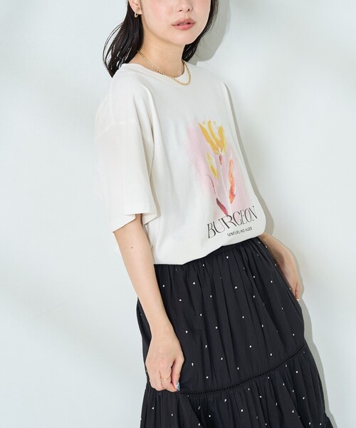 FREAK'S STORE(フリークスストア)の「flower painting Tシャツ/フラワープリントTシャツ(Tシャツ/カットソー・レディース・ブルー/ピンク・フリ-)」の18枚目の写真