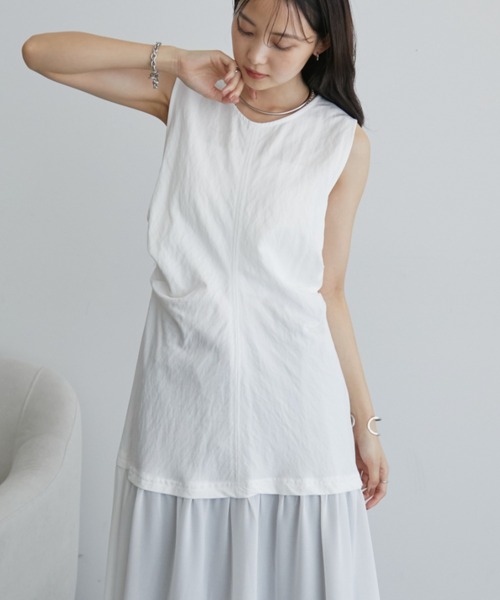 Aunt Marie's（アントマリーズ）の「シアー切り替えノースリタックワンピース（ワンピース・レディース・ブラック/ホワイト・LARGE/MEDIUM）」の10枚目の写真