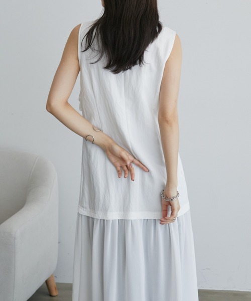 Aunt Marie's（アントマリーズ）の「シアー切り替えノースリタックワンピース（ワンピース・レディース・ブラック/ホワイト・LARGE/MEDIUM）」の13枚目の写真