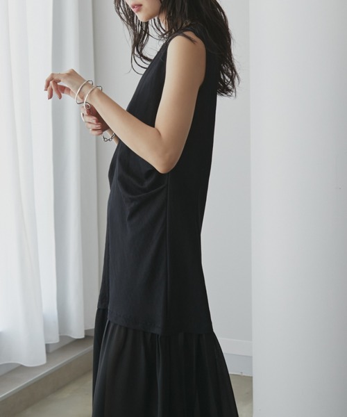 Aunt Marie's（アントマリーズ）の「シアー切り替えノースリタックワンピース（ワンピース・レディース・ブラック/ホワイト・LARGE/MEDIUM）」の20枚目の写真