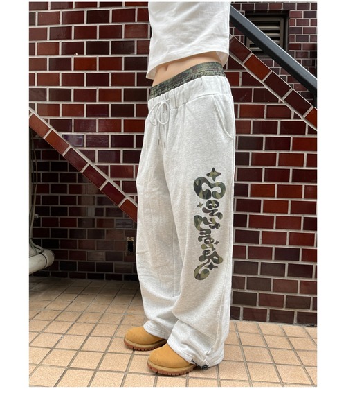パンツ Printed Sweat Pants Kira logo docking sweat pants(スウェットパンツ