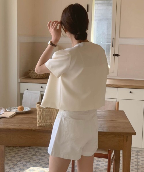WEGO(ウィゴー)の「WEGO/リボンパフサマージャケット/トップス羽織り(シャツ/ブラウス・レディース・ブラック/アイボリー・FREE)」の16枚目の写真