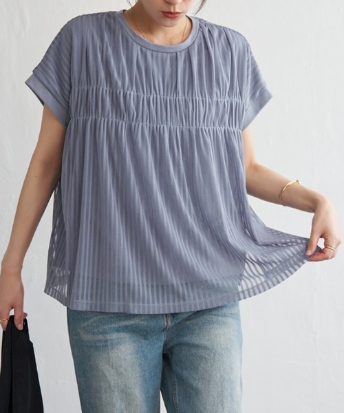 ikka(イッカ)の「ストライプチュール2WAYプルオーバー(Tシャツ/カットソー・レディース・オフホワイト/ブルー/ブラック・M/L/S)」の3枚目の写真