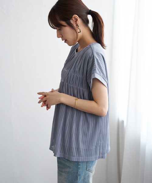 ikka(イッカ)の「ストライプチュール2WAYプルオーバー(Tシャツ/カットソー・レディース・オフホワイト/ブルー/ブラック・M/L/S)」の9枚目の写真