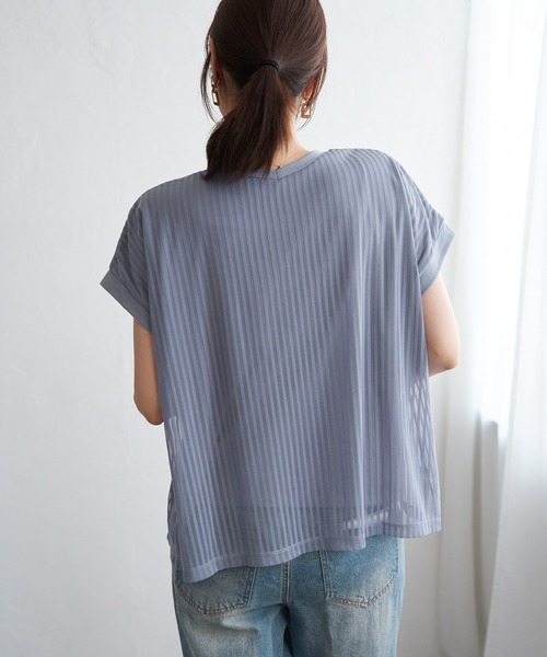 ikka(イッカ)の「ストライプチュール2WAYプルオーバー(Tシャツ/カットソー・レディース・オフホワイト/ブルー/ブラック・M/L/S)」の6枚目の写真