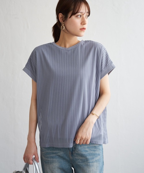 ikka(イッカ)の「ストライプチュール2WAYプルオーバー(Tシャツ/カットソー・レディース・オフホワイト/ブルー/ブラック・M/L/S)」の5枚目の写真