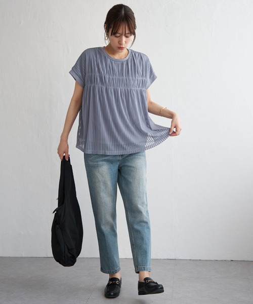 ikka(イッカ)の「ストライプチュール2WAYプルオーバー(Tシャツ/カットソー・レディース・オフホワイト/ブルー/ブラック・M/L/S)」の8枚目の写真