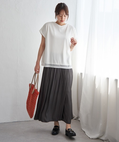 ikka(イッカ)の「ストライプチュール2WAYプルオーバー(Tシャツ/カットソー・レディース・オフホワイト/ブルー/ブラック・M/L/S)」の14枚目の写真