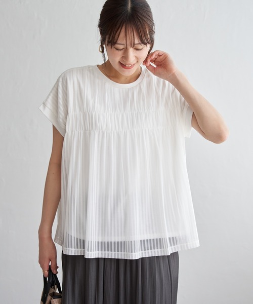 ikka(イッカ)の「ストライプチュール2WAYプルオーバー(Tシャツ/カットソー・レディース・オフホワイト/ブルー/ブラック・M/L/S)」の19枚目の写真