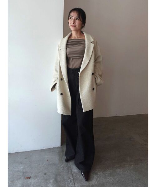 LAGUNAMOON（ラグナムーン）の「ライトベロアオフショルトップス（Tシャツ/カットソー・レディース・ブラウン/アイボリー/モカ・FREE）」の9枚目の写真