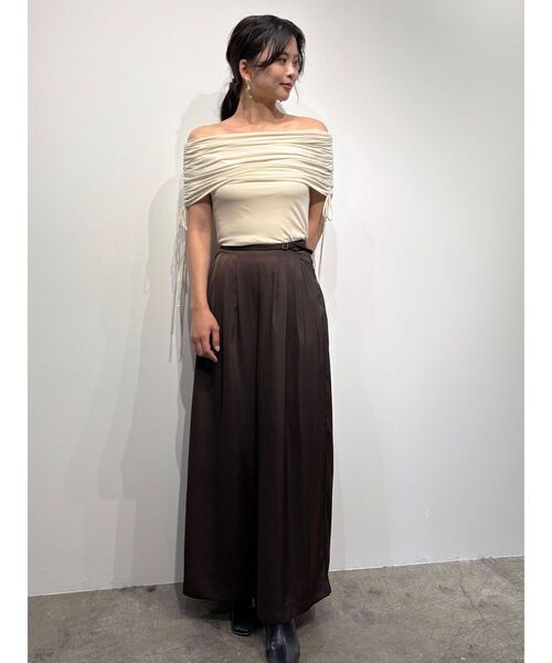 タグ付新品 LAGUNAMOON ライトベロアオフショルトップス ブラウン ラグナムーン LAGUNAMOON ライトベロアオフショルトップス