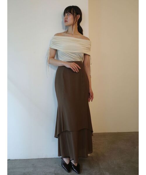 タグ付新品 LAGUNAMOON ライトベロアオフショルトップス ブラウン ラグナムーン LAGUNAMOON ライトベロアオフショルトップス