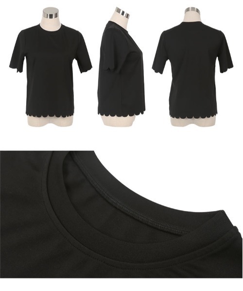 KOBE LETTUCE（コウベレタス）の「スカラップTシャツ（Tシャツ/カットソー・レディース・ブラック/ベージュ系/ライトイエロー系・M）」の9枚目の写真