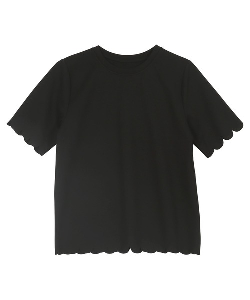 KOBE LETTUCE（コウベレタス）の「スカラップTシャツ（Tシャツ/カットソー・レディース・ブラック/ベージュ系/ライトイエロー系・M）」の12枚目の写真