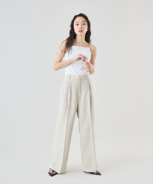 Muscat(マスカット)の「カットリブ カップ付き配色キャミソール(Tシャツ/カットソー・レディース・ブラック/オフホワイト/ベージュ/ライトグレー・F)」の21枚目の写真