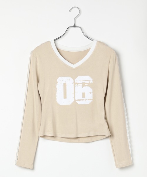 3.3 Field Trip (3.3フィールドトリップ)の「3.3 Field Trip/レースラインナンバーロングスリーブ(Tシャツ/カットソー・レディース・ベージュ/グレー/ブラック・FREE)」の4枚目の写真