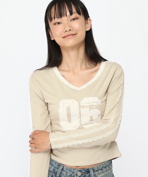 3.3 Field Trip (3.3フィールドトリップ)の「3.3 Field Trip/レースラインナンバーロングスリーブ(Tシャツ/カットソー・レディース・ベージュ/グレー/ブラック・FREE)」の14枚目の写真