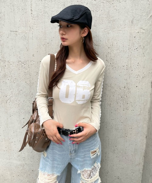 3.3 Field Trip (3.3フィールドトリップ)の「3.3 Field Trip/レースラインナンバーロングスリーブ(Tシャツ/カットソー・レディース・ベージュ/グレー/ブラック・FREE)」の22枚目の写真