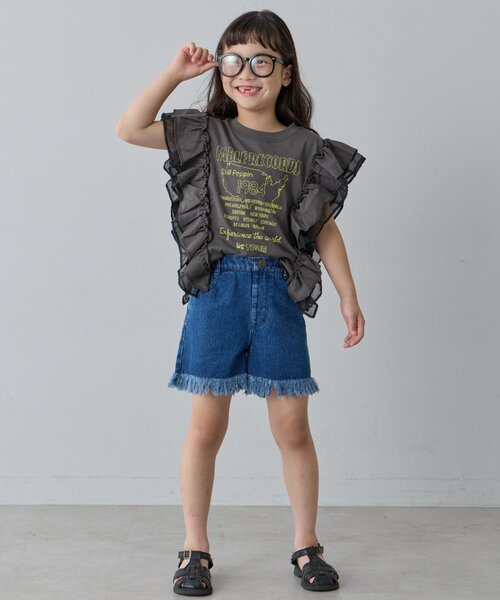 CIAOPANIC TYPY(チャオパニックティピー)の「【KIDS】フリンジデニムショーツ(デニムパンツ・キッズ・サックスブルー/ネイビー・LARGE/MEDIUM/SMALL/XX-LARGE/X-LARGE)」の11枚目の写真