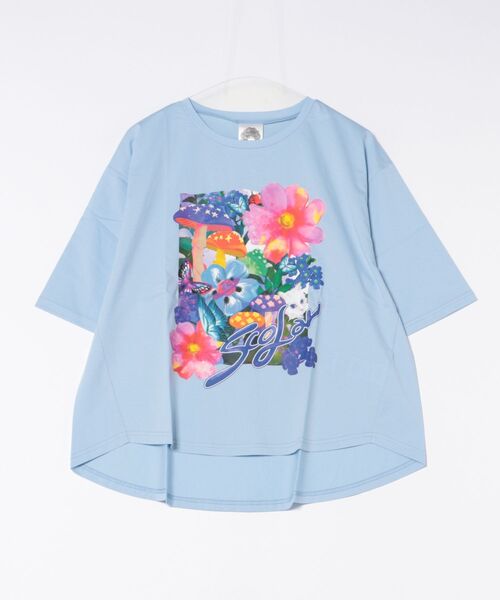 セール】152689：ネコ花キノコ柄 接触冷感Tシャツ（Tシャツ