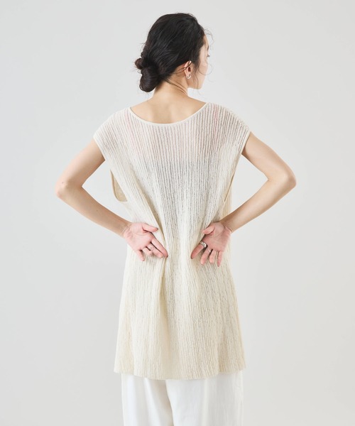 Muscat(マスカット)の「【セットアップ可】前後2WAY シアーリボンニットトップス(ニット/セーター・レディース・サンドベージュ/ブラック/ブルー・F)」の14枚目の写真