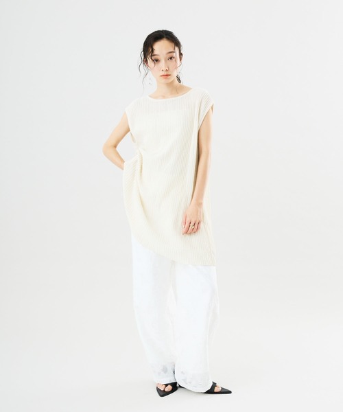 Muscat(マスカット)の「【セットアップ可】前後2WAY シアーリボンニットトップス(ニット/セーター・レディース・サンドベージュ/ブラック/ブルー・F)」の22枚目の写真