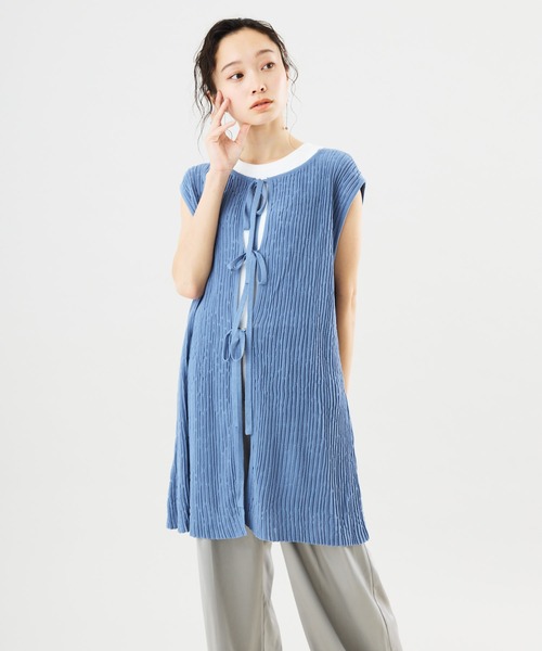 Muscat(マスカット)の「【セットアップ可】前後2WAY シアーリボンニットトップス(ニット/セーター・レディース・サンドベージュ/ブラック/ブルー・F)」の21枚目の写真