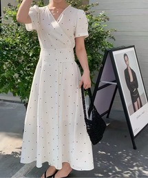 CHICWISH★ドット柄カシュクールラッフルワンピース☆ CHICWISH☆ドット柄カシュクールラッフルワンピース☆ (Chicwish