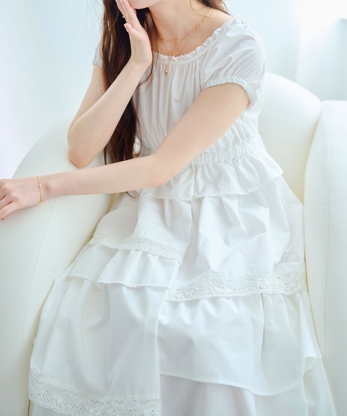 ロマンティックフリルティアードワンピース（ワンピース）｜powwa more