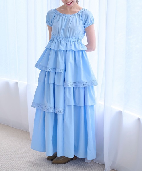 ロマンティックフリルティアードワンピース（ワンピース）｜powwa more