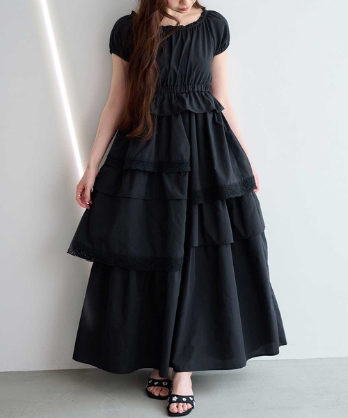 ロマンティックフリルティアードワンピース（ワンピース）｜powwa more